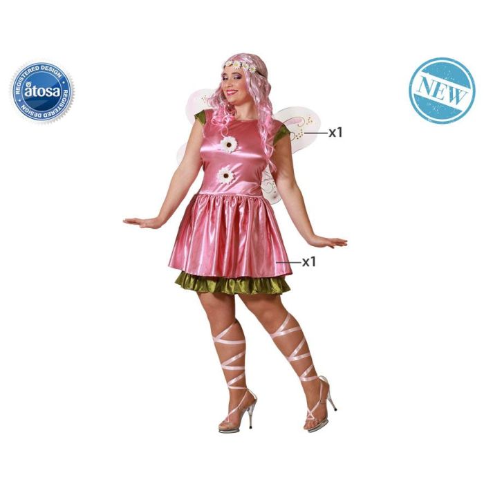 Disfraz Hada Rosa Vestido Brillante Con Alas Mujer Adulto XL Disfraz Hada Rosa Vestido Brillante Con Alas Mujer Adulto XL