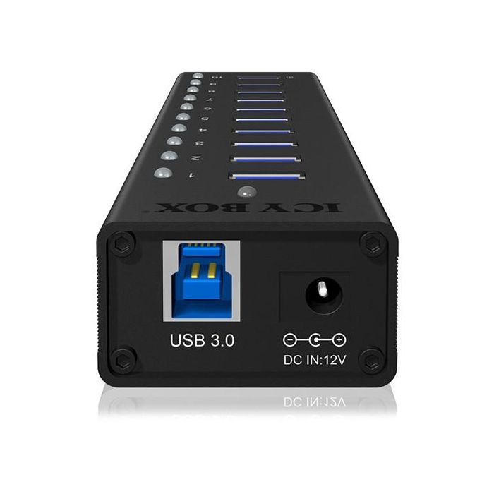 HUB 10 Port. Ladeport Aluminium-mit Netzteil ICY BOX 2