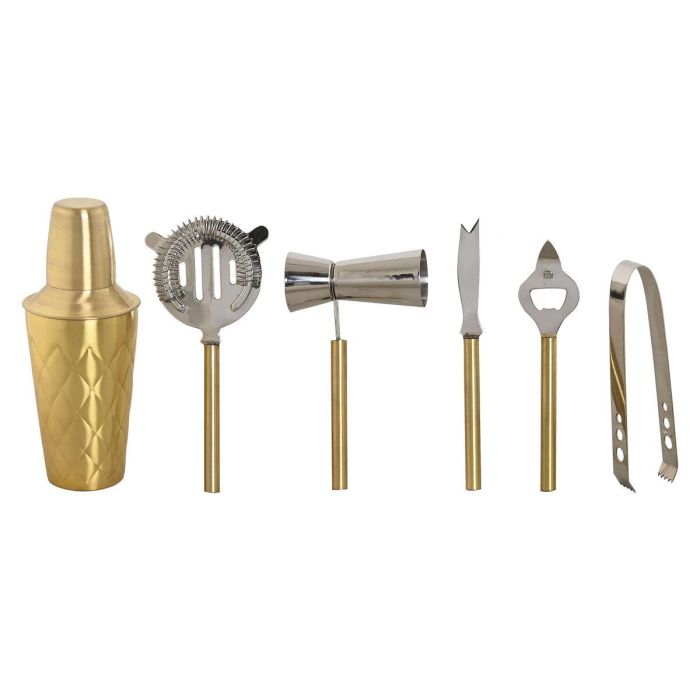 DKD Home Decor Set de Coctelería Glam, Acero Inoxidable Dorado, 7 Piezas, 22x21x22 cm DKD Home Decor Set de Coctelería Glam, Acero Inoxidable Dorado, 7 Piezas, 22x21x22 cm