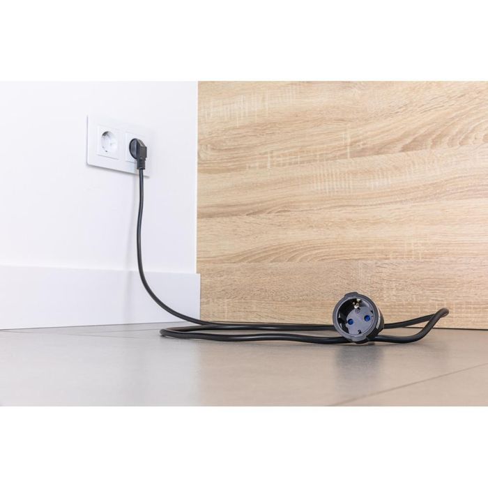 Edm Prolongador con 1 toma Schuko 16A 250V~, 5 metros de cable H05VV-F 3G1,5mm², Negro 1