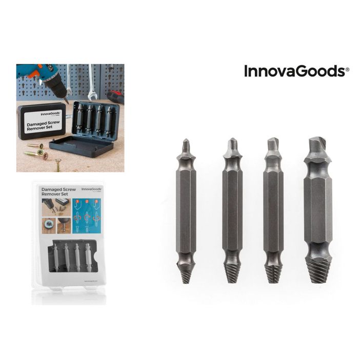 Brocas para Extraer Tornillos Dañados InnovaGoods 4 Unidades Brocas para Extraer Tornillos Dañados InnovaGoods 4 Unidades