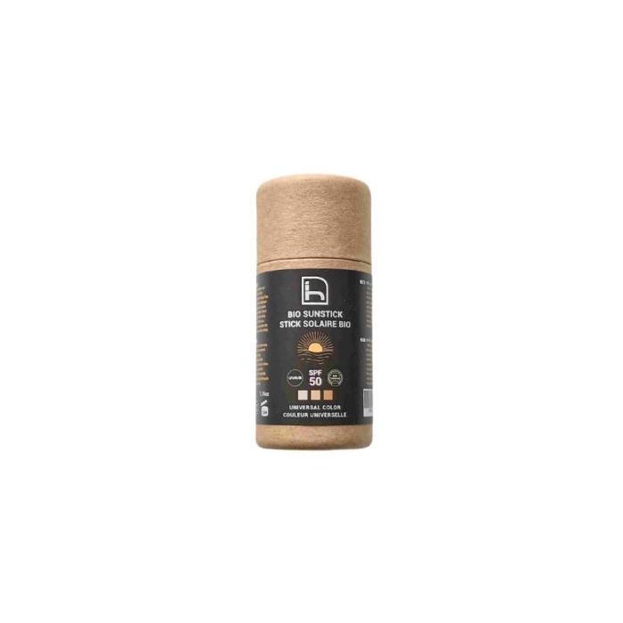 HOMO NATURALS Protector Solar Facial y Labial Spf50 Stick 50g. Bio Vegan Acabado Mate con Color Universal Sin Rastro Blanco