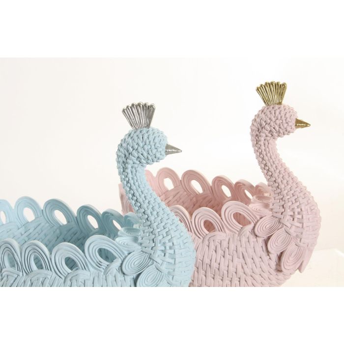 DKD Home Decor Bandeja Vaciabolsillos Romántico de Resina para Hogar Azul Celeste y Rosa Palo 14.3x23x23 cm Pack 2 Unidades 1 DKD Home Decor Bandeja Vaciabolsillos Romántico de Resina para Hogar Azul Celeste y Rosa Palo 14.3x23x23 cm Pack 2 Unidades 1