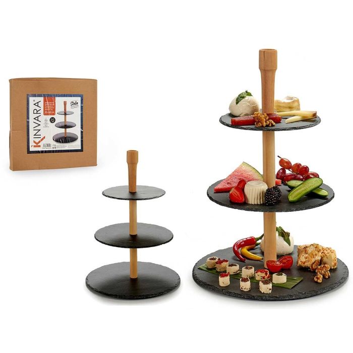 Kinvara Estante Pizarra 3 Pisos Redondo 30x30x40 cm (8 Unidades) 0 Kinvara Estante Pizarra 3 Pisos Redondo 30x30x40 cm (8 Unidades) 0