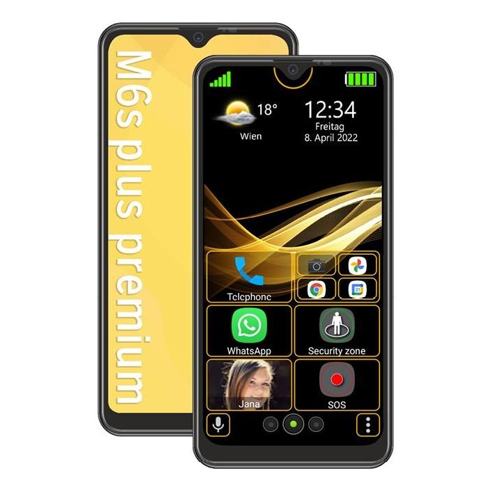 Bea-Fon M6s Plus negro con TPU Case + Displayschutz