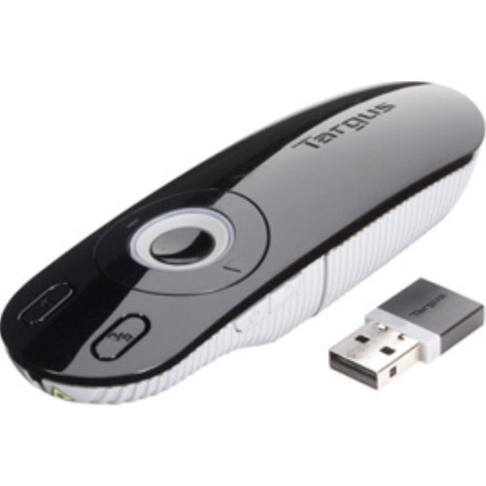 Targus Control Remoto Presentación Inalámbrico con Puntero Láser 2.4 GHz 15m Alcance para PC Mac PowerPoint Keynote Negro Gris