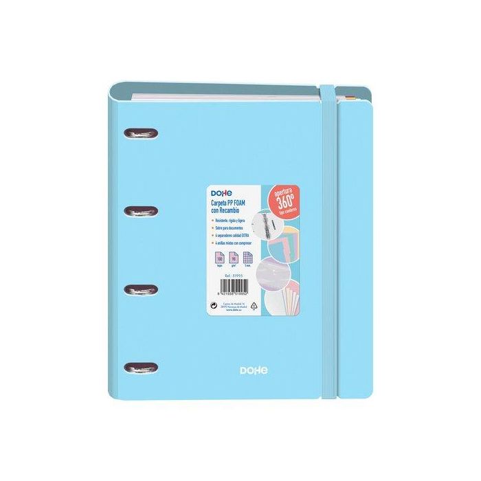 Dohe Carpeta Anillas Mixtas 4x35 mm A4 100H 90 gr 4 Separadores Polyfoam Azul Pastel