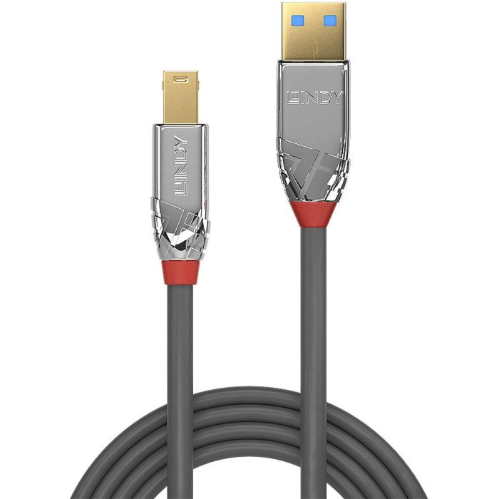 Lindy Cable USB 3.2 Gen 1 Tipo A a B 2m Cromo Line - 5Gbps, Alto Rendimiento, Triple Apantallado, Contactos Oro 24K 1