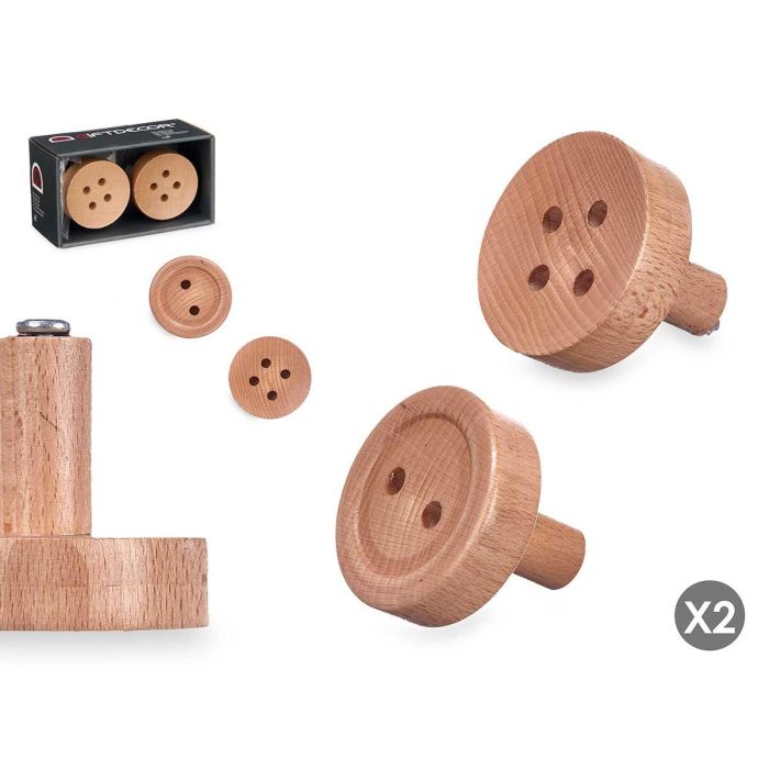 Set 2 Perchas Madera Color Natural Giftdecor 6X6CM (6 Unidades) Set 2 Perchas Madera Color Natural Giftdecor 6X6CM (6 Unidades)