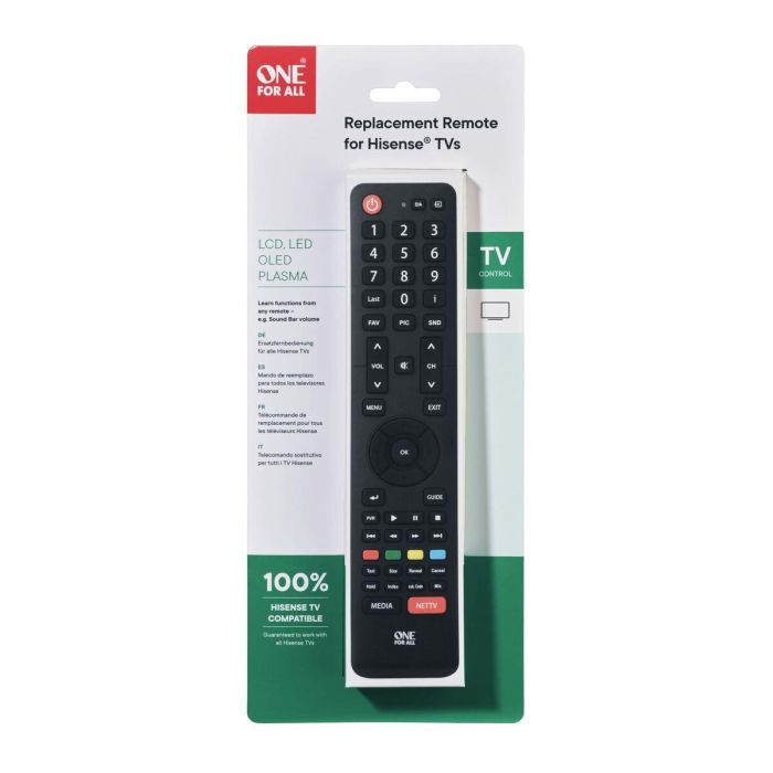 One For All URC1916 Mando a distancia universal para televisores Hisense, 100% compatible, no necesita programación, Negro 5 One For All URC1916 Mando a distancia universal para televisores Hisense, 100% compatible, no necesita programación, Negro 5