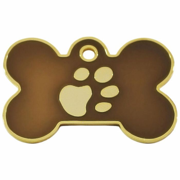 Placa identificativa para collar Imarc Bone Marrón Dorado 1