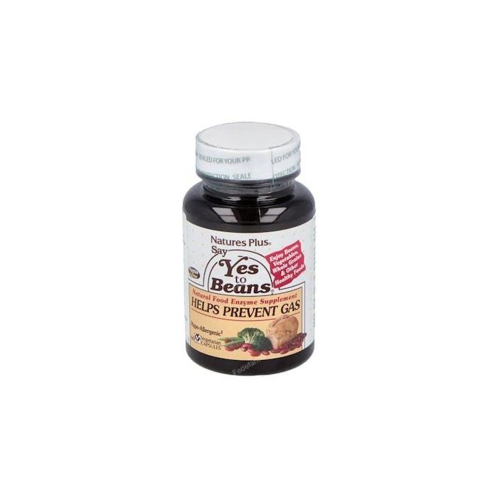 NATURES PLUS Say Yes To Beans 60 Perlas - Enzimas Digestivas para Legumbres y Fibras, Reduce Flatulencias