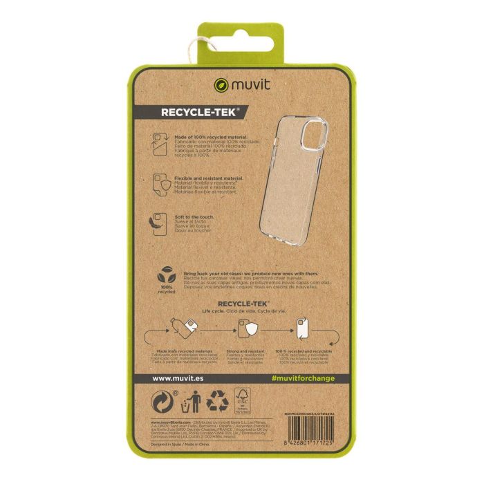 Muvit Funda Recycletek para Apple iPhone 15 de Material Reciclado y Reciclable 1