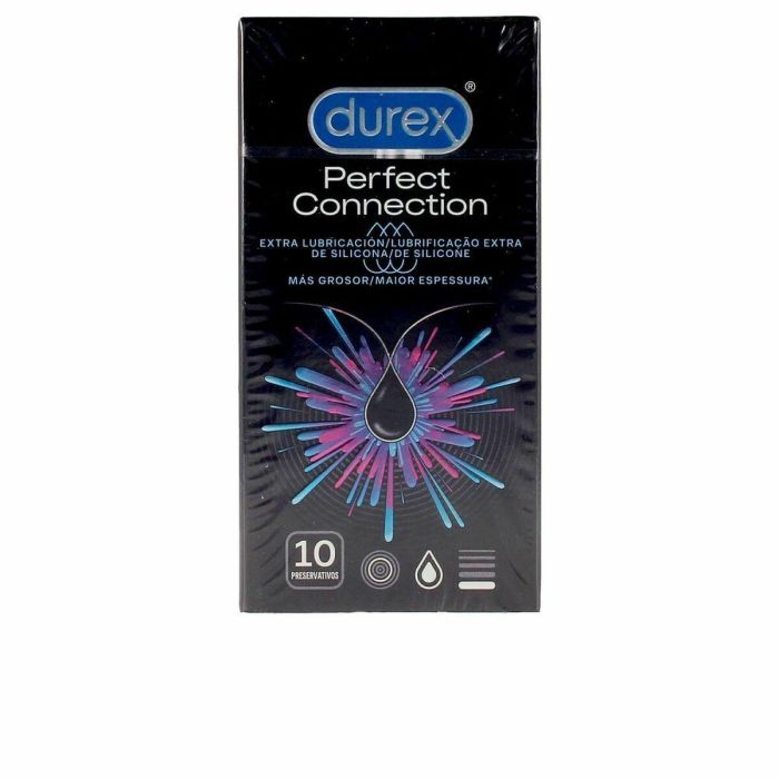 Durex Preservativos PERFECT CONNECTION, Extralubricados con Silicona y Más Gruesos, Ideales para Sexo Anal, 10 Unidades