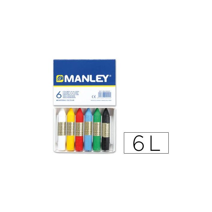 Estuche de 6 Unidades Ceras Blandas Colores Surtidos Manley MNC00022