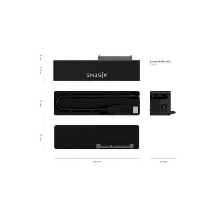 Aisens Adaptador Ase-35A02B SATA a USB 3.0 para Discos Duros 2.5" y 3.5", 5Gbps, Negro 3