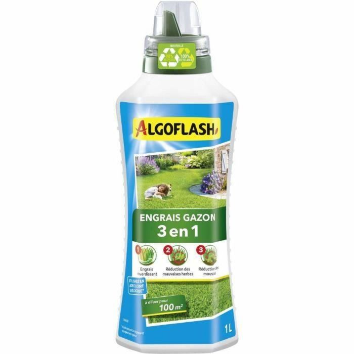 Algoflash ALGAZBIO1000 Fertilizante Líquido Concentrado 3 en 1 para Césped 1 L Algoflash ALGAZBIO1000 Fertilizante Líquido Concentrado 3 en 1 para Césped 1 L