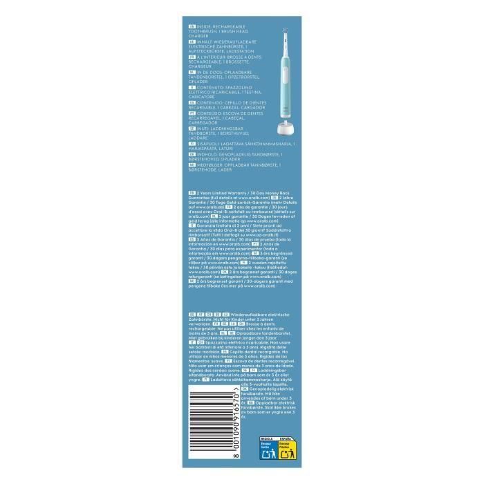 Cepillo de dientes eléctrico - ORAL-B Pro 1 - Sensitive Clean - Azul 4