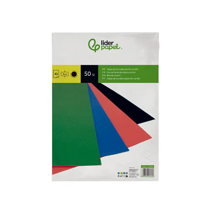 Liderpapel Tapa Encuadernacion Carton A3 Negra 1mm Paquete 50 Unidades 1 Liderpapel Tapa Encuadernacion Carton A3 Negra 1mm Paquete 50 Unidades 1