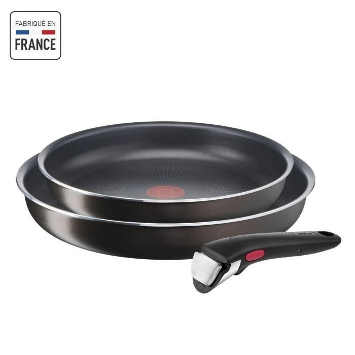 TEFAL INGENIO Sartenes Easy Plus 24/28cm + mango, No Inducción, Antiadherente, Apto para lavavajillas, Hecho en Francia L1509202