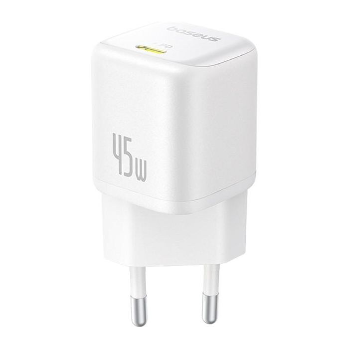 Baseus P10176800213-00 PicoGo GaN Cargador Rápido USB-C 45W Blanco - Tecnología GaN, USB Power Delivery 3.0, Fuente de Alimentación