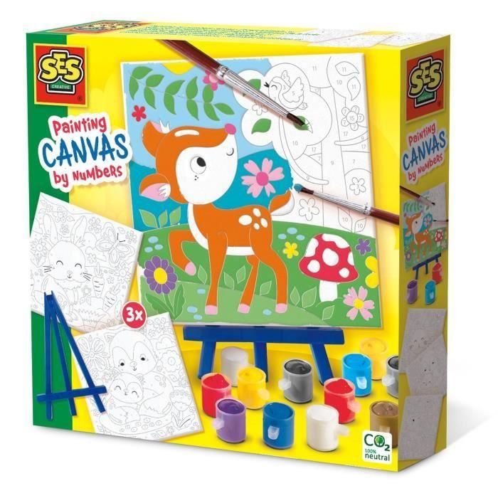 Ses Creative SES8710341147860 Set de Pintura por números sobre lienzo con diseño de 3 animales del bosque, actividad artística infantil Ses Creative SES8710341147860 Set de Pintura por números sobre lienzo con diseño de 3 animales del bosque, actividad artística infantil