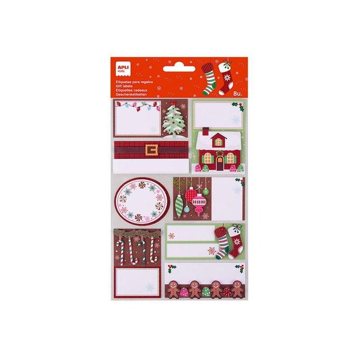Etiquetas Regalo Bolsa Apli Navidad Arbol 1H (19610) 5 unidades