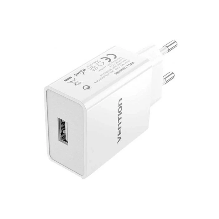Cargador de Pared Vention WML-CH07-EU-W/ 1xUSB / 12W 1 Cargador de Pared Vention WML-CH07-EU-W/ 1xUSB / 12W 1