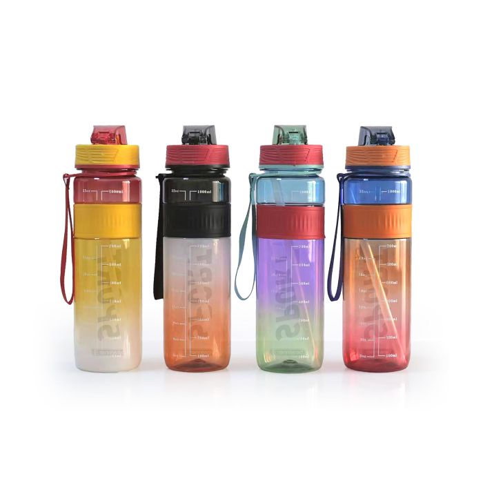 Bewinner Botella Sport de Agua Transparente Multicolor 1L - Hidratación Versátil y Ligera (12 Unidades) 2