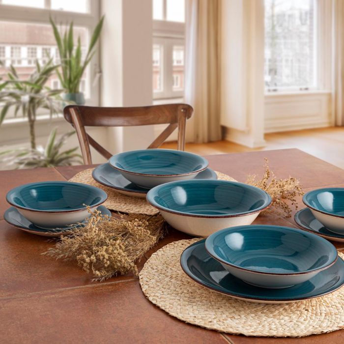 Quid Bol Cerámico Zafiro Vita 18 cm Azul Brillo (6 Unidades) Pintado a Mano Apto Microondas 2 Quid Bol Cerámico Zafiro Vita 18 cm Azul Brillo (6 Unidades) Pintado a Mano Apto Microondas 2