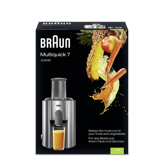 Braun J700 MultiQuick 7 Centrífuga Acero Inoxidable 1000W - 2 Velocidades, 1.25L Recolector Jugo, 2L Pulpa, Chimenea 75mm 4 Braun J700 MultiQuick 7 Centrífuga Acero Inoxidable 1000W - 2 Velocidades, 1.25L Recolector Jugo, 2L Pulpa, Chimenea 75mm 4