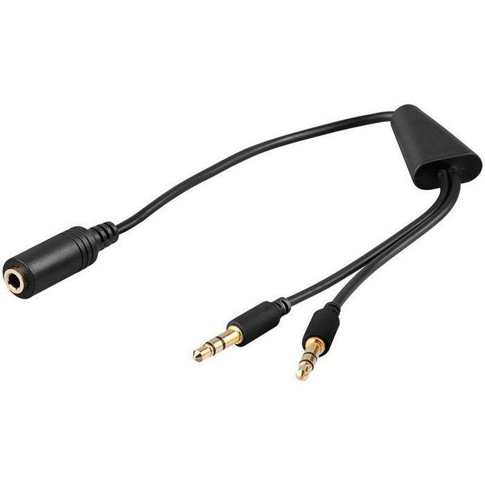 MicroConnect Cable Adaptador Audio Minijack 3.5mm Hembra a 2x 3.5mm Macho para PC/Portátil, 0.4m