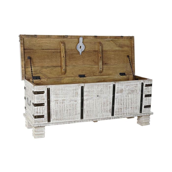 Arcón DKD Home Decor Metal Blanco Madera de mango (116 x 40 x 45 cm) 3