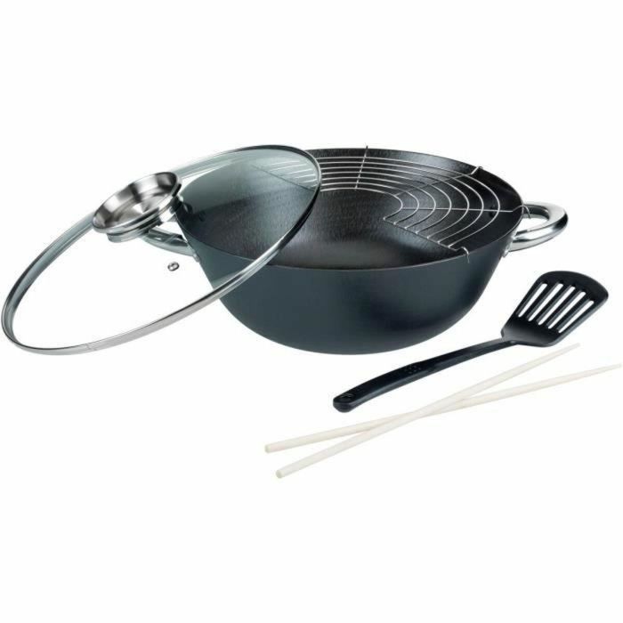 Wok multifunción de 5 piezas - GSW - 860956 - Acero fundido - 32 cm - Apto para todo tipo de fuegos, incluida inducción 1 Wok multifunción de 5 piezas - GSW - 860956 - Acero fundido - 32 cm - Apto para todo tipo de fuegos, incluida inducción 1