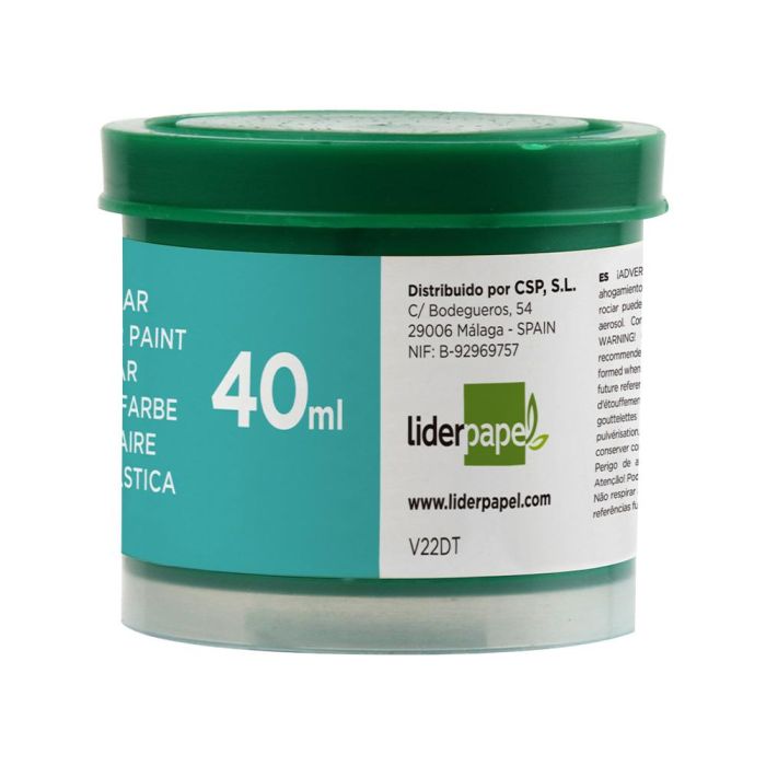 Tempera Liderpapel Escolar 40 mL Verde 5 unidades 1