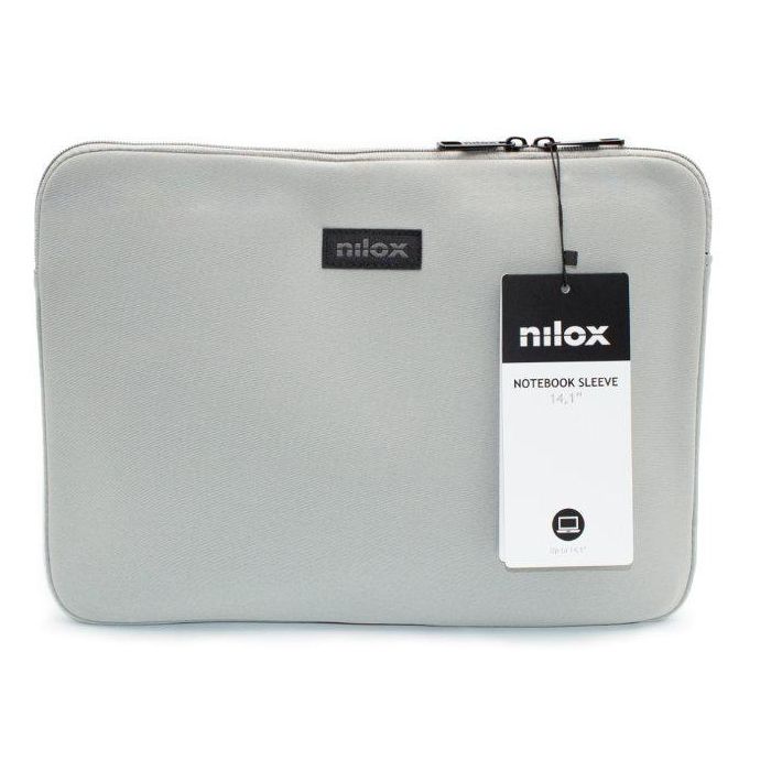 Nilox Funda para Portátil 14.1 Pulgadas de Neopreno Flexible, Protección Antigolpes y Arañazos, Color Gris