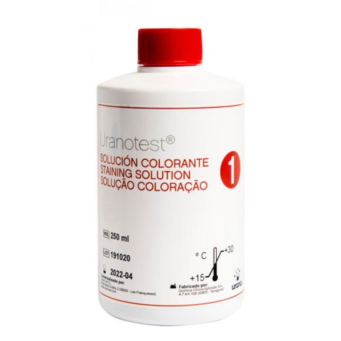 Uranotest Solución Colorante Roja 250 mL - Tinción Romanowsky, Panóptico, Diff-Quik® Uranotest Solución Colorante Roja 250 mL - Tinción Romanowsky, Panóptico, Diff-Quik®