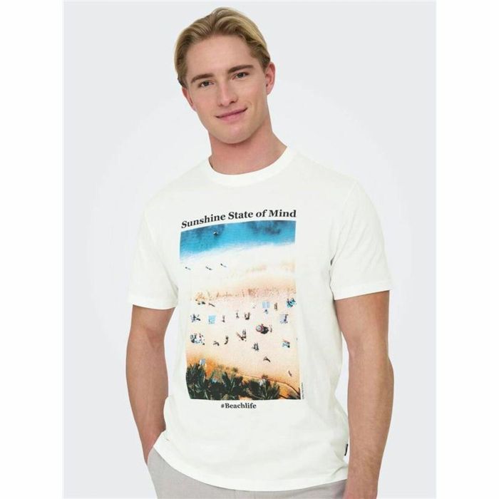 Camiseta Deportiva de Manga Corta Only & Sons Onskolton Reg Beach Blanco 2