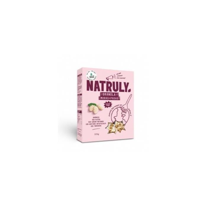 NATRULY Granola de Moras y Pasas 325g Bio - Vegana, Sin Gluten, Sin Azúcares Añadidos