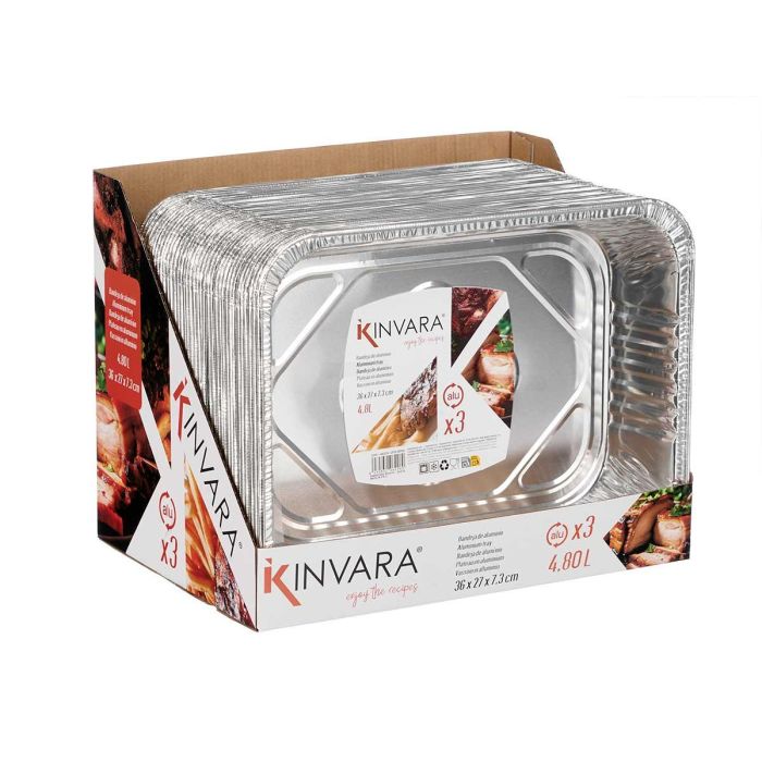Set 3 Bandejas Rectangular Aluminio 36X27Cm Kinvara (24 Unidades) 2 Set 3 Bandejas Rectangular Aluminio 36X27Cm Kinvara (24 Unidades) 2