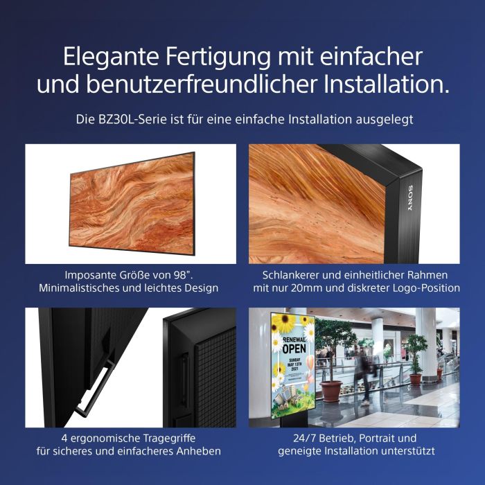 SONY FW-98BZ30L Pantalla LED 98" 4K Ultra HD para Señalización Digital con Wi-Fi y Funcionamiento 24/7 11