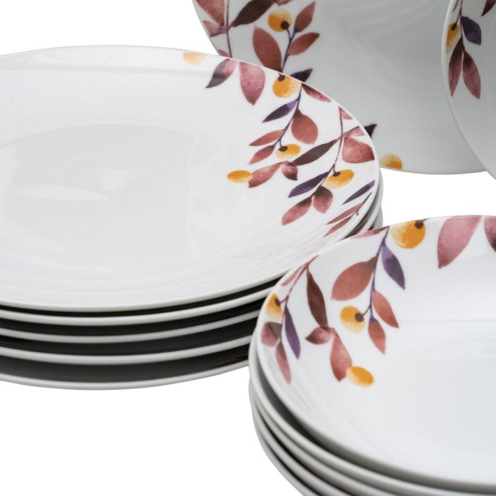 Vajilla Blanco Multicolor Porcelana Hojas 1 cm 37 x 23 x 30 cm 18 Piezas 2 Vajilla Blanco Multicolor Porcelana Hojas 1 cm 37 x 23 x 30 cm 18 Piezas 2