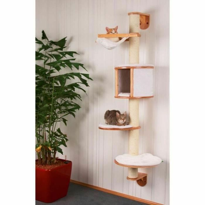 Kerbl Árbol para Gatos de Pared Dolomit 168x75cm con Cueva, Hamaca, Sisal y Cojín de Felpa Desmontable - Blanco y Beige 1 Kerbl Árbol para Gatos de Pared Dolomit 168x75cm con Cueva, Hamaca, Sisal y Cojín de Felpa Desmontable - Blanco y Beige 1