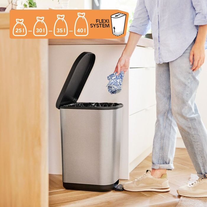 Cubo de basura Rotho Ribo Silver Plata Plástico 35 L 1 Cubo de basura Rotho Ribo Silver Plata Plástico 35 L 1