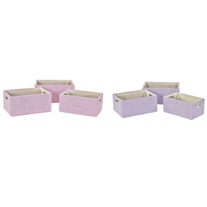 Cesta DKD Home Decor Lila Rosa 27.5 x 18 x 40.5 cm Set de 3 (2 Unidades) 2 Cesta DKD Home Decor Lila Rosa 27.5 x 18 x 40.5 cm Set de 3 (2 Unidades) 2