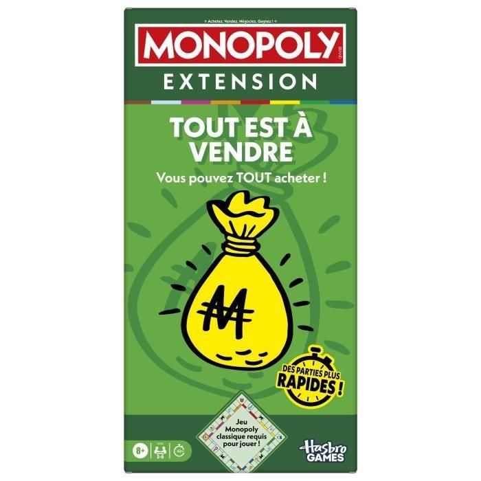 Expansión Monopoly Todo está en venta, hace que el clásico juego Monopoly sea más divertido y rápido, Juegos de mesa, 2-6 jugadores, 40