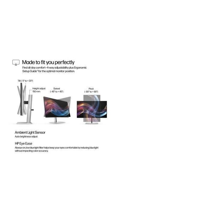 HP Monitor S7 Pro 727pk / 27" / 4K / HDMI-DisplayPort-USB(A)-USB(C) / Regulable Altura 17 HP Monitor S7 Pro 727pk / 27" / 4K / HDMI-DisplayPort-USB(A)-USB(C) / Regulable Altura 17