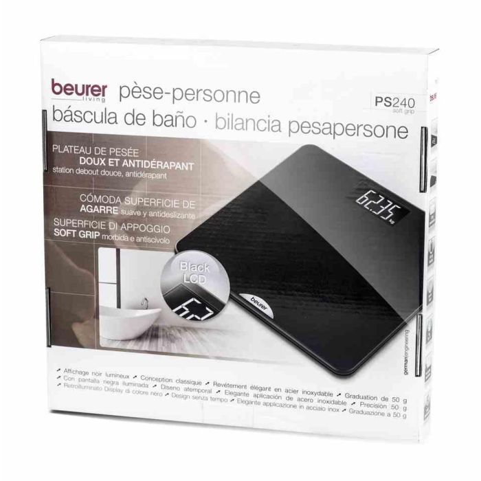 Beurer PS-240 Báscula Digital con Agarre Suave, Superficie de Goma Antideslizante y Pantalla LCD Iluminada 1 Beurer PS-240 Báscula Digital con Agarre Suave, Superficie de Goma Antideslizante y Pantalla LCD Iluminada 1