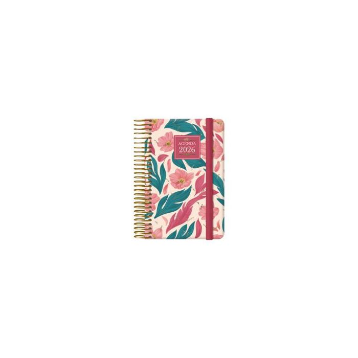 Dohe 13252 - 26 Agenda 2026 Charm Espiral Semana Vista Bolsillo (8,5 x 13 cm) Estampado Floral 144 Páginas