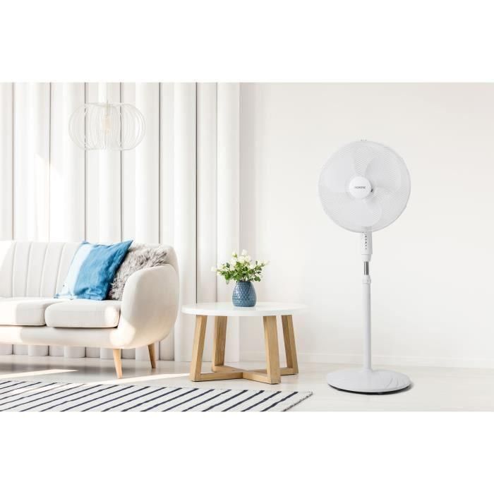 OCEANIC Ventilador de pie - 45 W - Ø 44 cm - 3 velocidades - Oscilante - Inclinable - Blanco 3